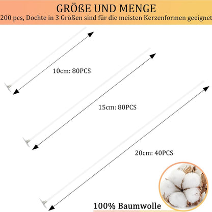 XL Kerzen Selber Machen Set Schmelztopf 400ml 200 Dochte 8 Farben Dochthalter aus Metall Kerzen Gießen Set für DIY Kerzenherstellung