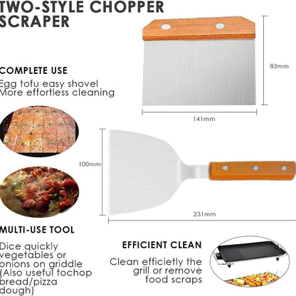8-TLG Profi BBQ Grillspachtel Set Edelstahl Werkzeugset mit Quetschflaschen für Grillen im Freien Teppanyaki Camping inklusive Aufbewahrungstasche