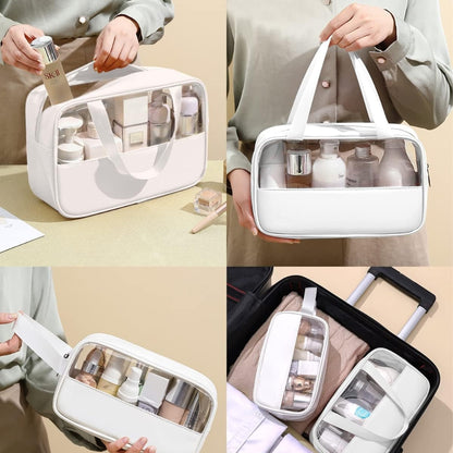 Transparente Kosmetiktasche 3er Set Weiß Wasserdicht PVC Kulturbeutel Damen