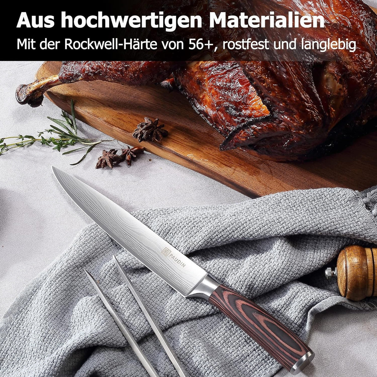 Fleischmesser 20 cm Kochmesser Allzweckmesser Edelstahl Küchenmesser