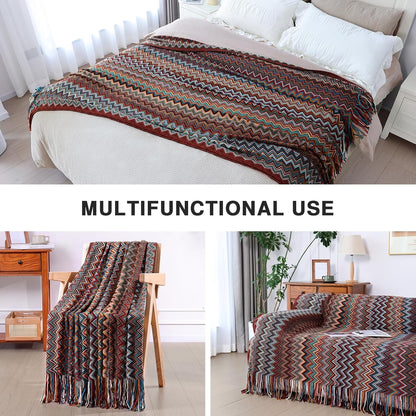 Bohemian Kuscheldecke 260GSM 130x160cm Wärmedecke Mit Fransen flauschige Decke