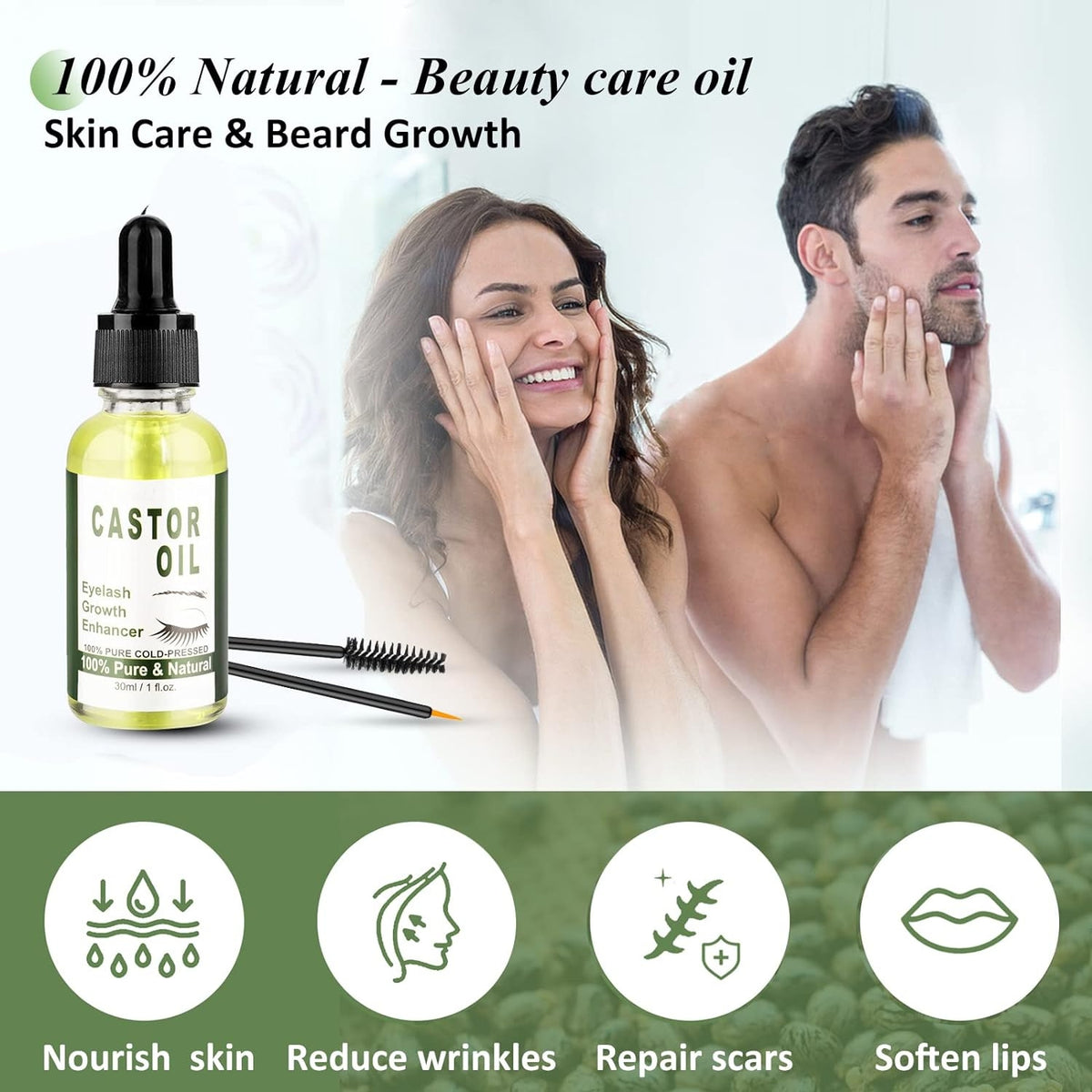 100% Rein Rizinusöl Haare Haaröl Bio Kaltgepresst Wimpernserum Augenbrauen 30ml