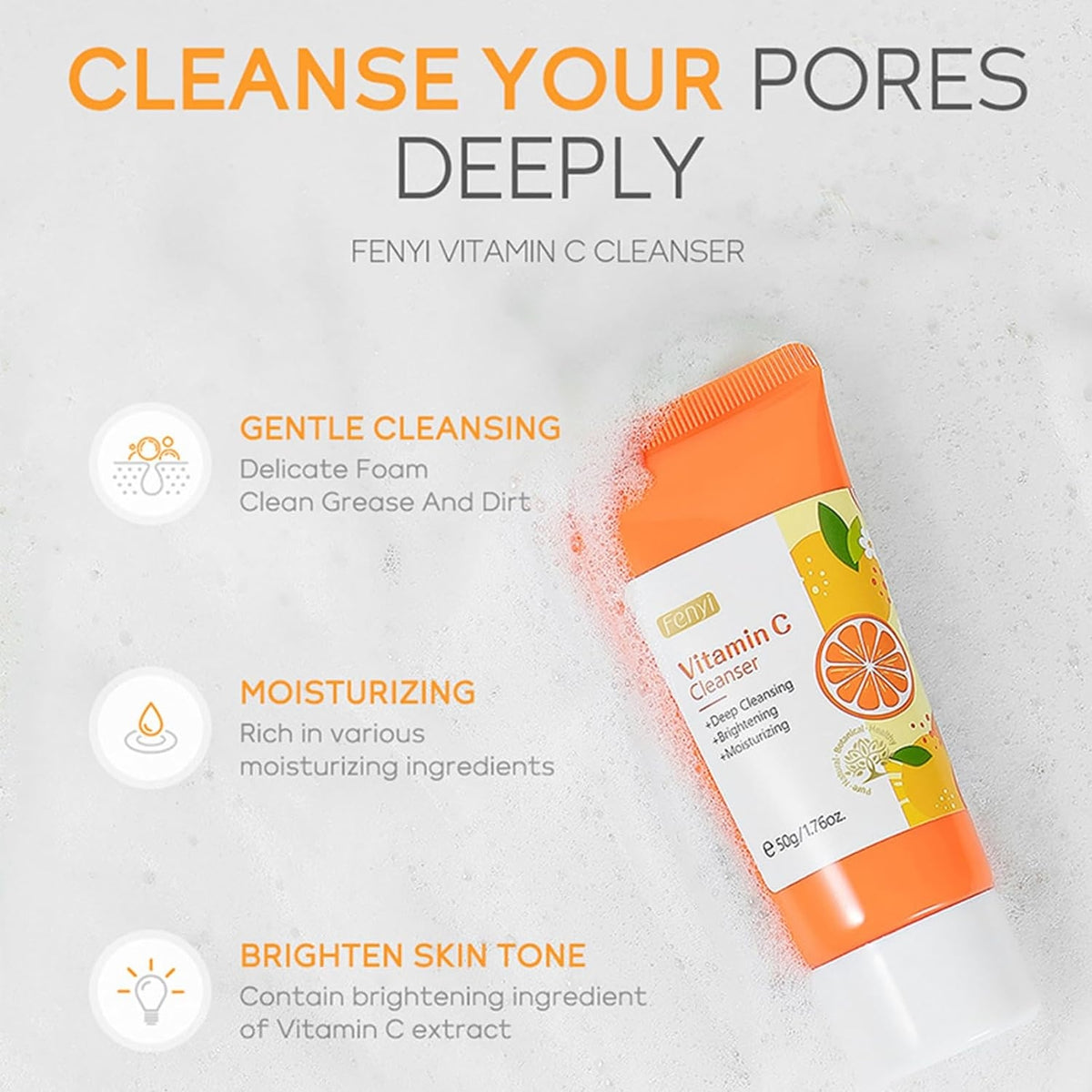 Vitamin C Pflegeset 4tlg Gesicht Reinigung Serum Creme Feuchtigkeit Anti-Aging