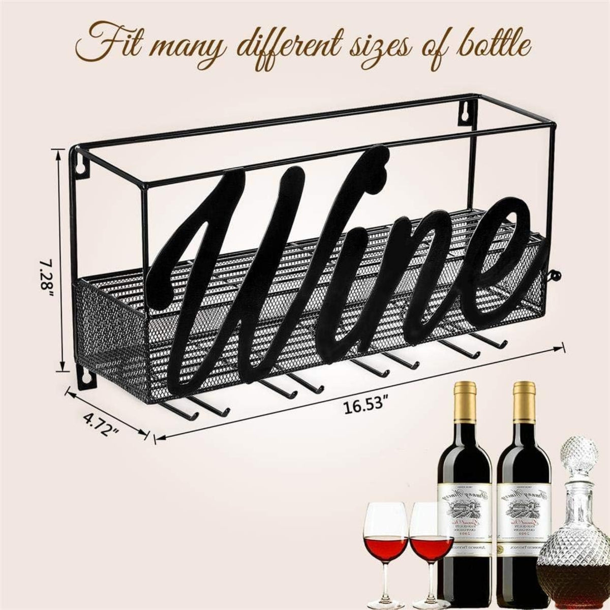 Metall Weinregal Wandmontage 42cm Weinflaschenhalter Platzsparend für Zuhause