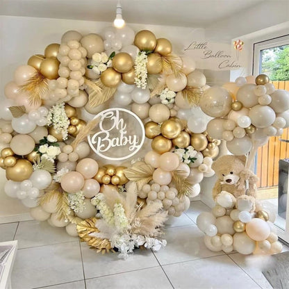 Luftballons Geburtstag Ballon Girlande Gold Beige 185 Stück Hochzeit Party