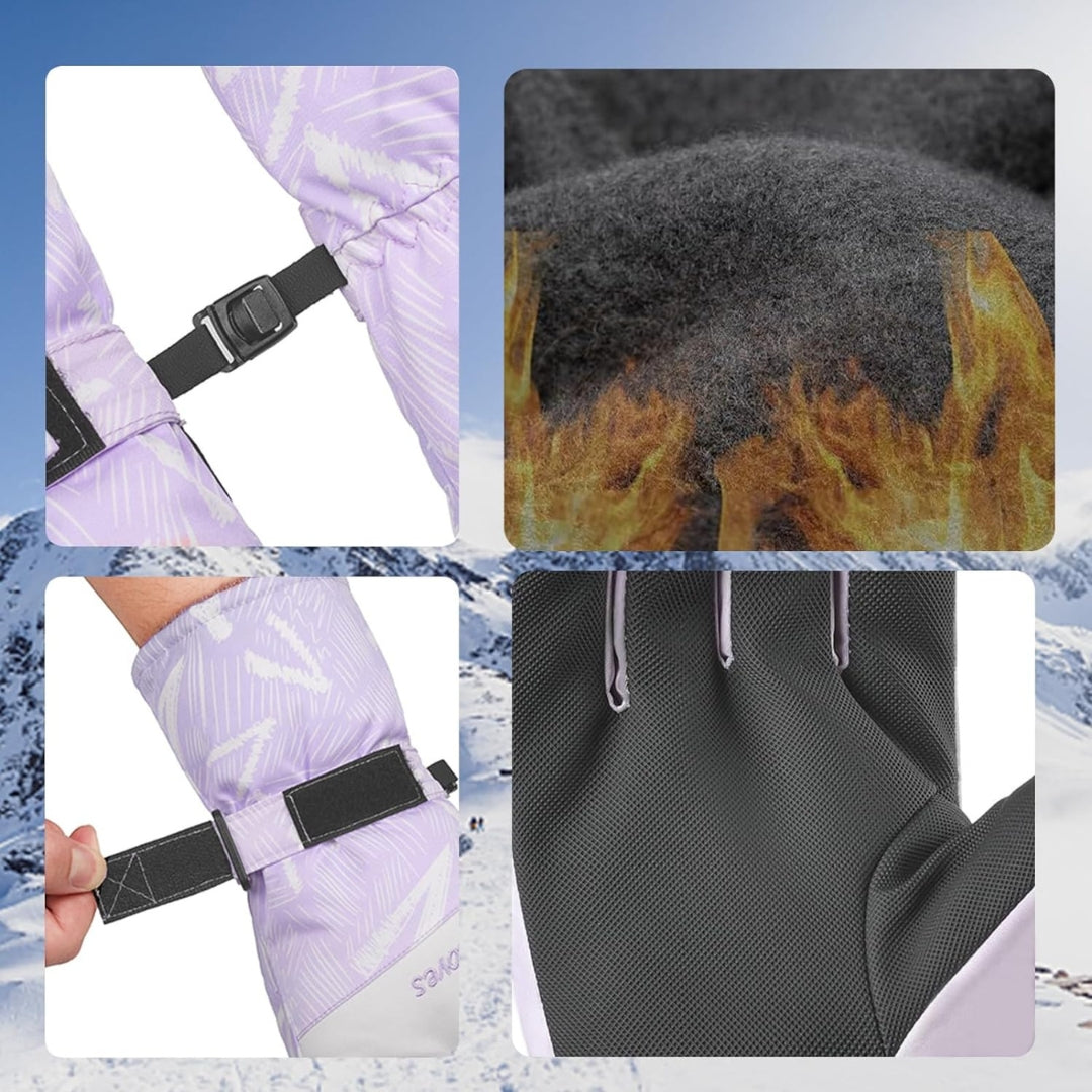Damen Skihandschuhe Lila Violett Touchscreen Wasserdicht Sporthandschuhe Warm