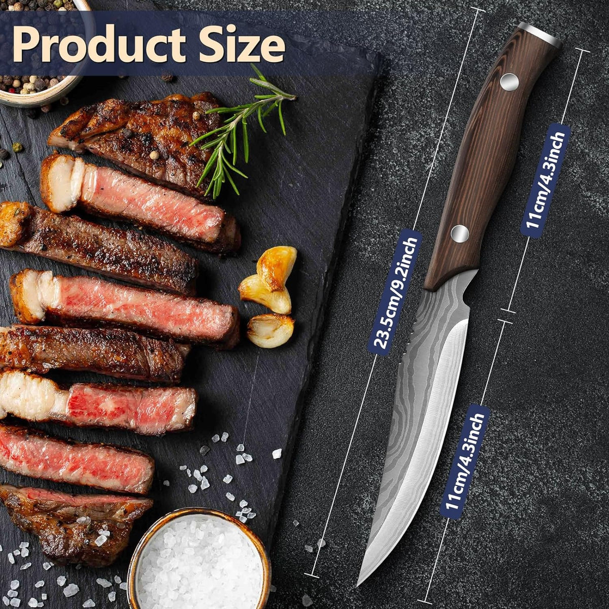Hochwertiges Steakmesser Set 4-teilig Holzgriff Messer Set Geschenkbox