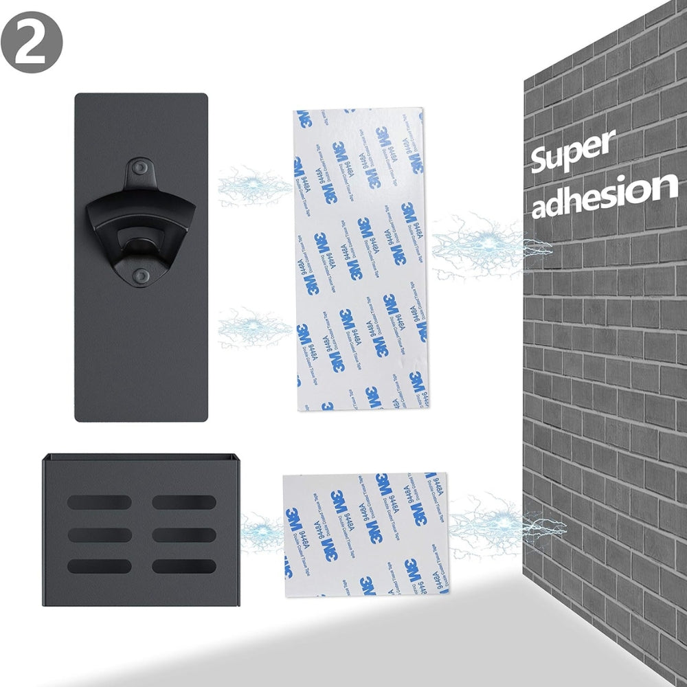 Magnet Flaschenöffner Wandmontage Schwarz