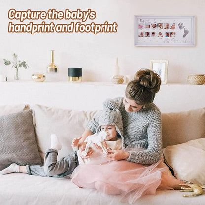 Baby Hand Fußabdruck Fotorahmen Stempelkissen Jubiläum Weiß