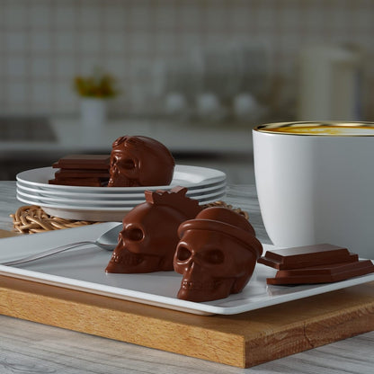 Totenkopf Eisformen 3D Silikon 6er Set mit Deckel Schokoladenform BPA-frei