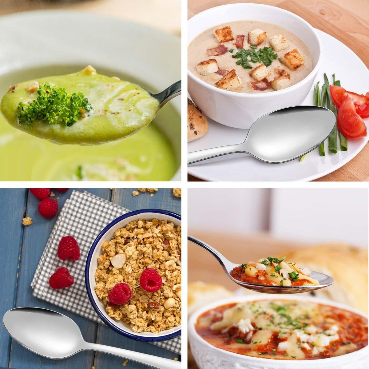 24 Stück Suppenlöffel Set Edelstahl Esslöffel Tafellöffel