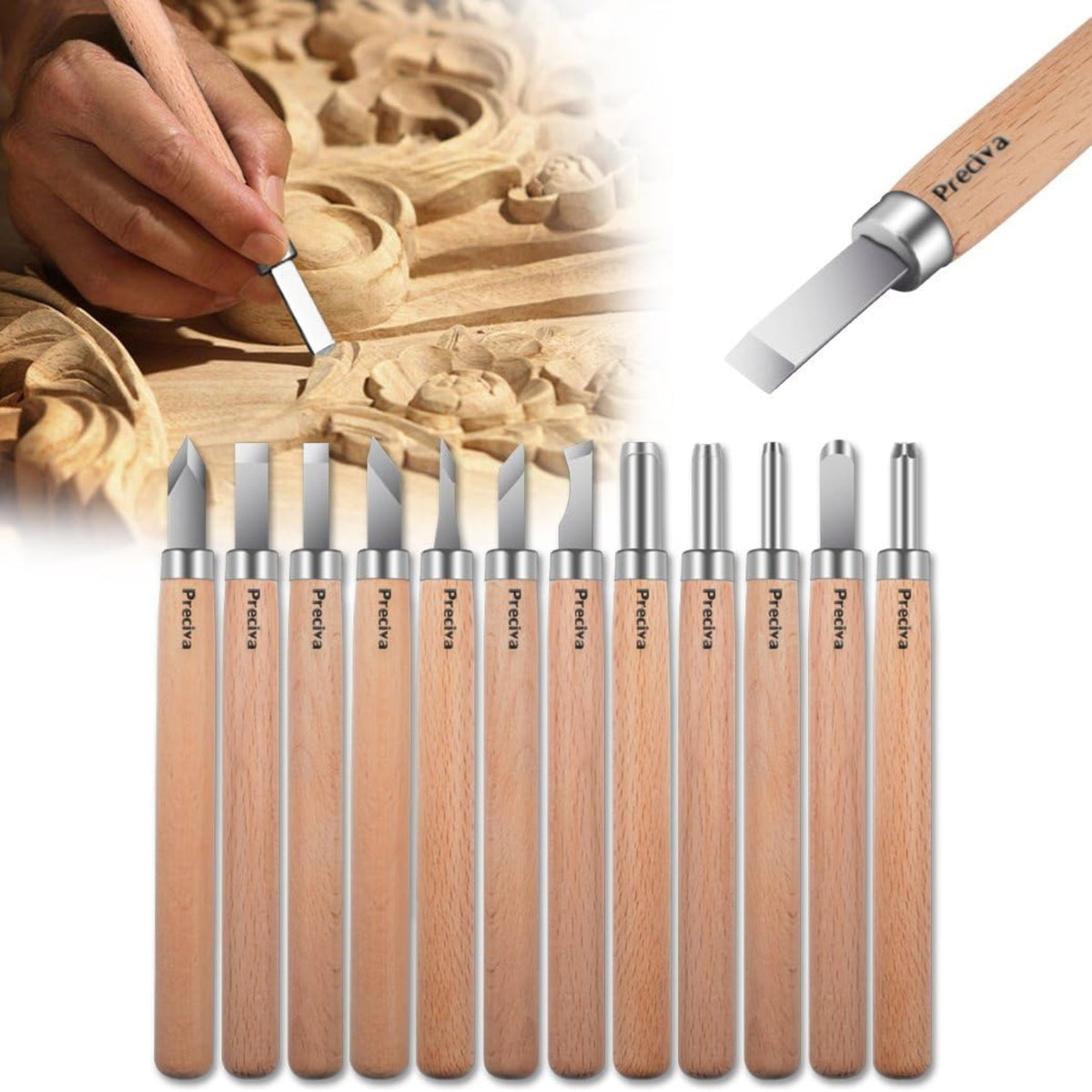 Schnitzwerkzeug 12er Set Holz Schnitzmesser Schnitzmesser Meißel Set