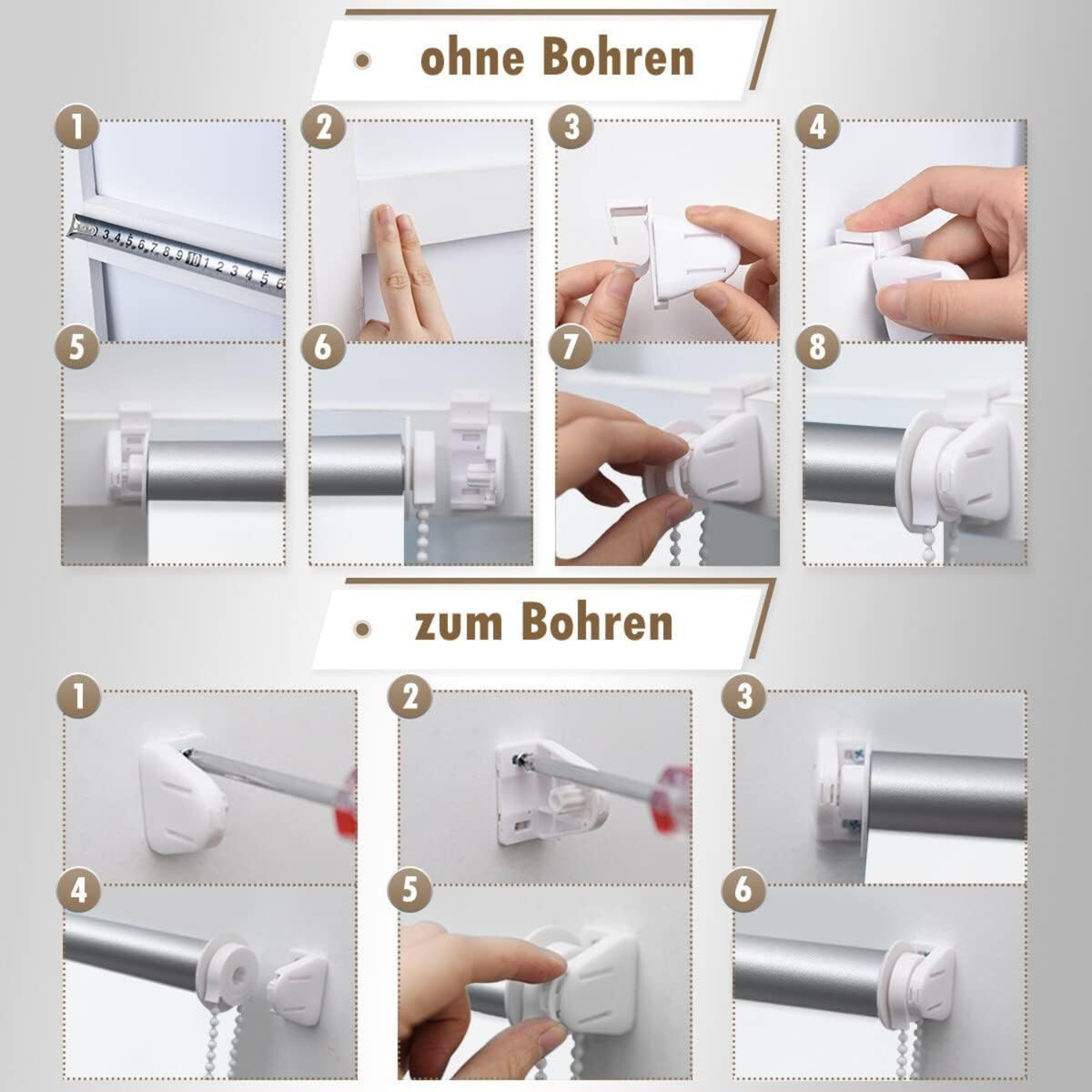Klemmrollos für Fenster ohne Bohren Plissee Klemmfix 45x170cm