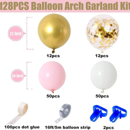 Luftballon Girlande Rosa Gold Babyparty Deko 128stk Geburtstagsdeko