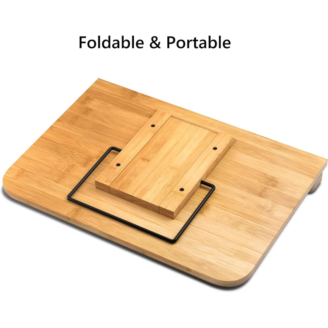 Faltbarer Bambus Buchständer 6 Einstellbare Winkel Multifunktional 28x21cm