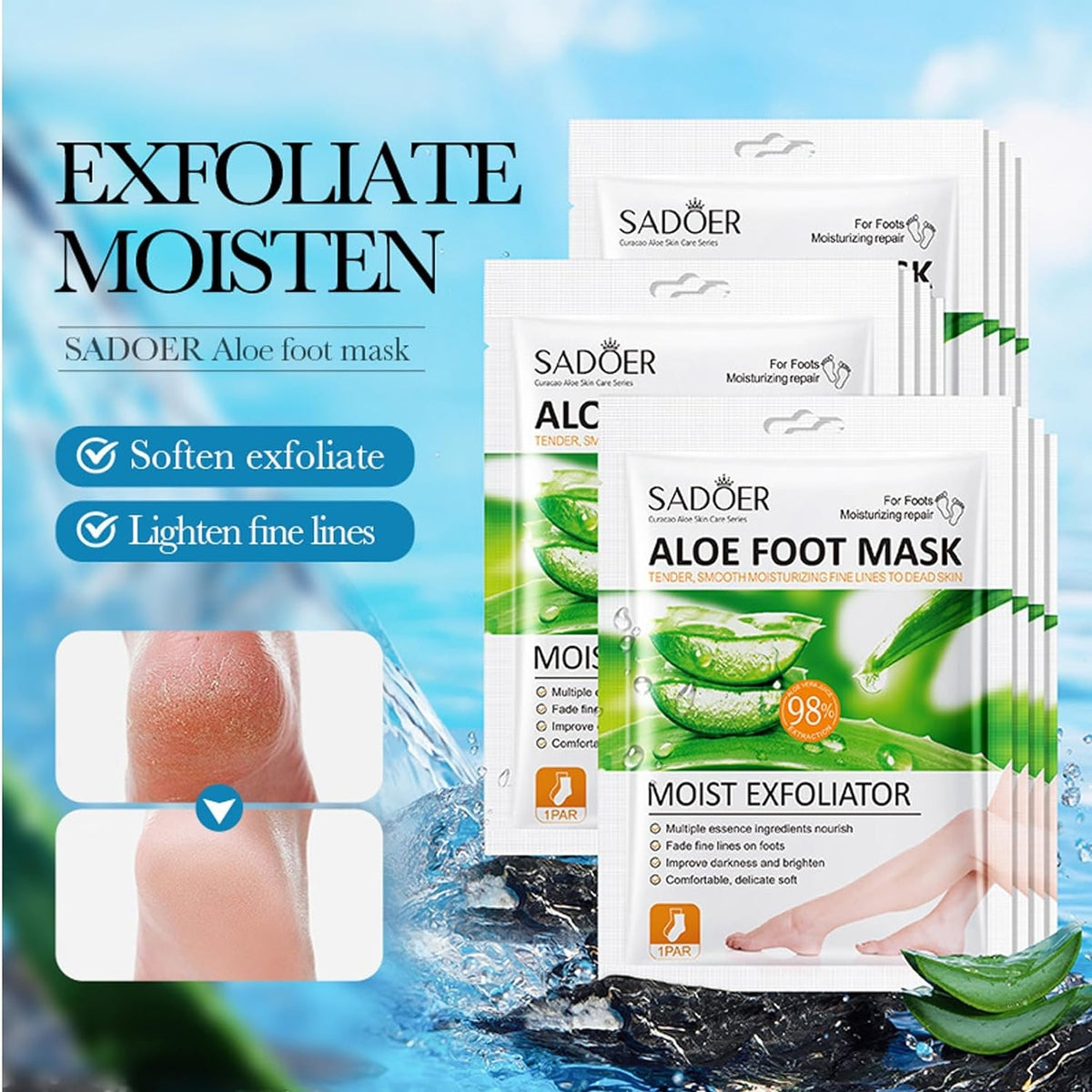 9-tlg Aloe Vera Hautpflege Geschenkset Peeling Gel Hand Fußmaske Feuchtigkeit