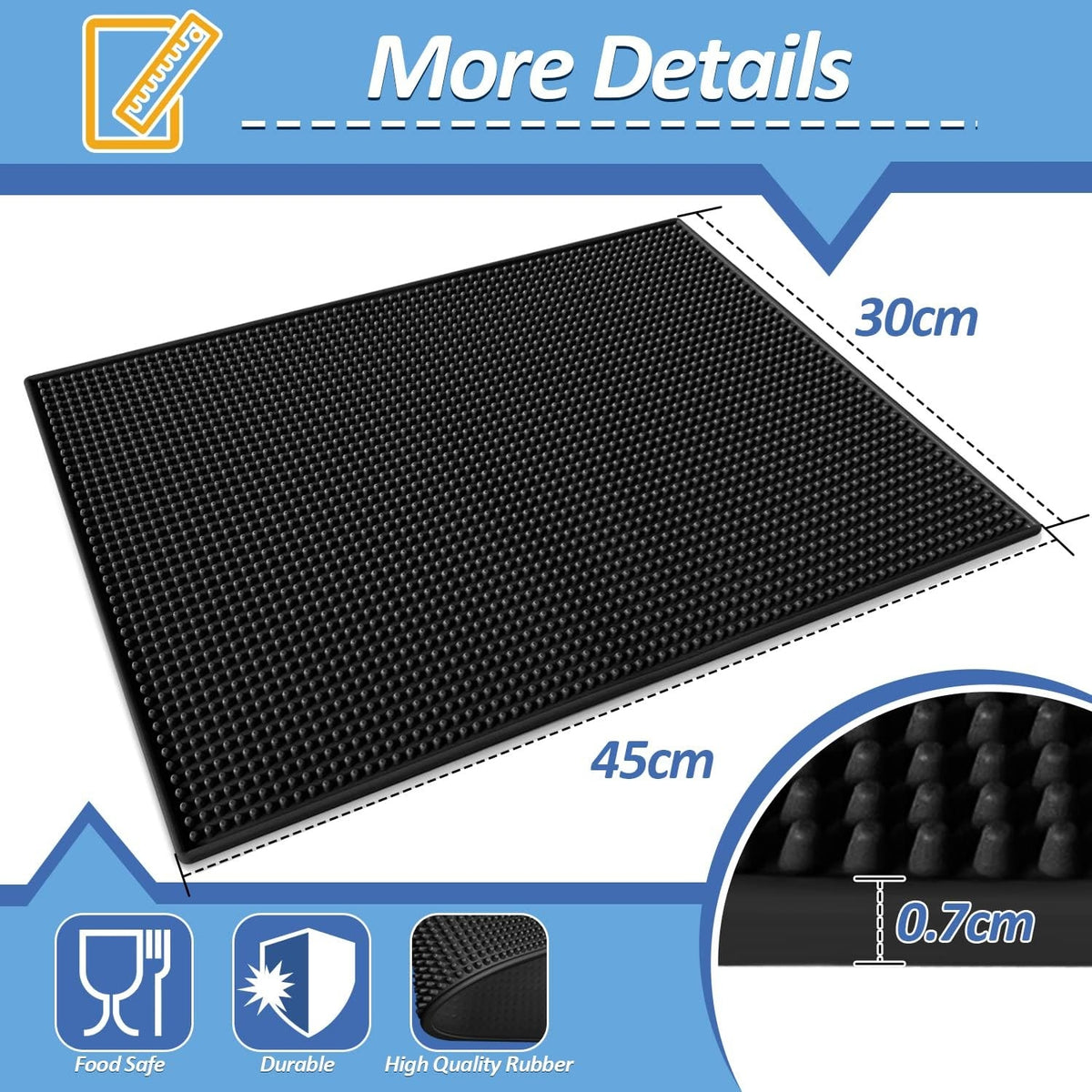 45x30cm Premium Barmatte Abtropfmatte Silikon Rutschfest