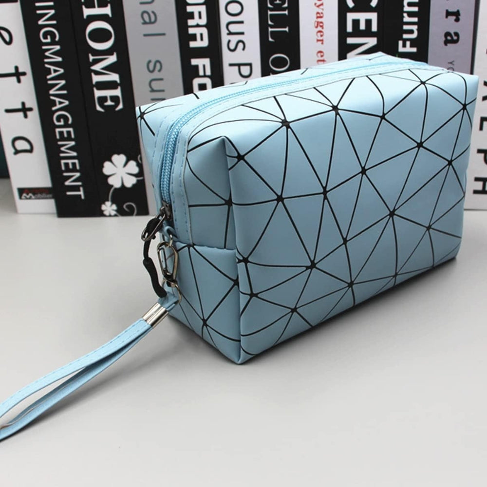 Kosmetiktasche Set 3 Stück Blau Doppellagige Transparente Schminktasche Unisex