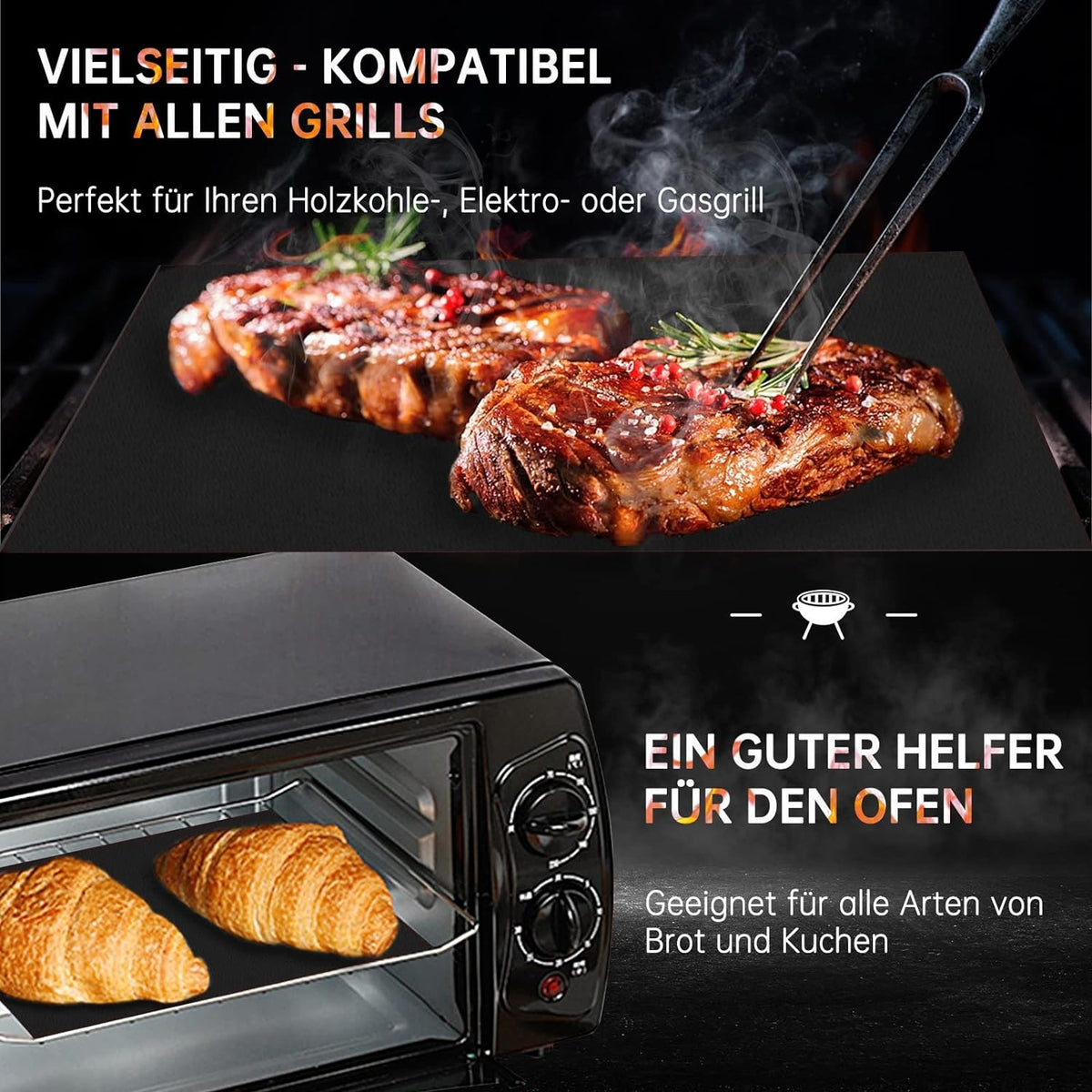 5er Set Antihaft Grillmatte für Gasgrill 40x32 cm Grill Zubehör