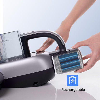 Jimmy BD7 Pro Milbensauger Kabellos Wiederaufladbar mit UV-C Licht & Ultraschall Sterilisation Entfernt 99,9% Bakterien Doppelter Becher Für Allergiker, Matratzen, Bett, Sofa, HEPA Filter Grau