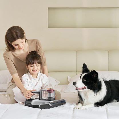 Jimmy BD7 Pro Milbensauger Kabellos Wiederaufladbar mit UV-C Licht & Ultraschall Sterilisation Entfernt 99,9% Bakterien Doppelter Becher Für Allergiker, Matratzen, Bett, Sofa, HEPA Filter Grau