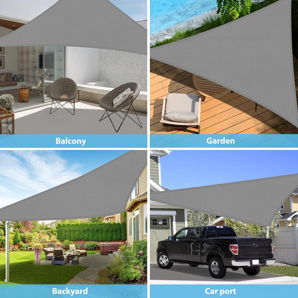 Sonnensegel Dreieckig 3x3m UV Schutz Wasserdicht Balkon Terrasse Garten