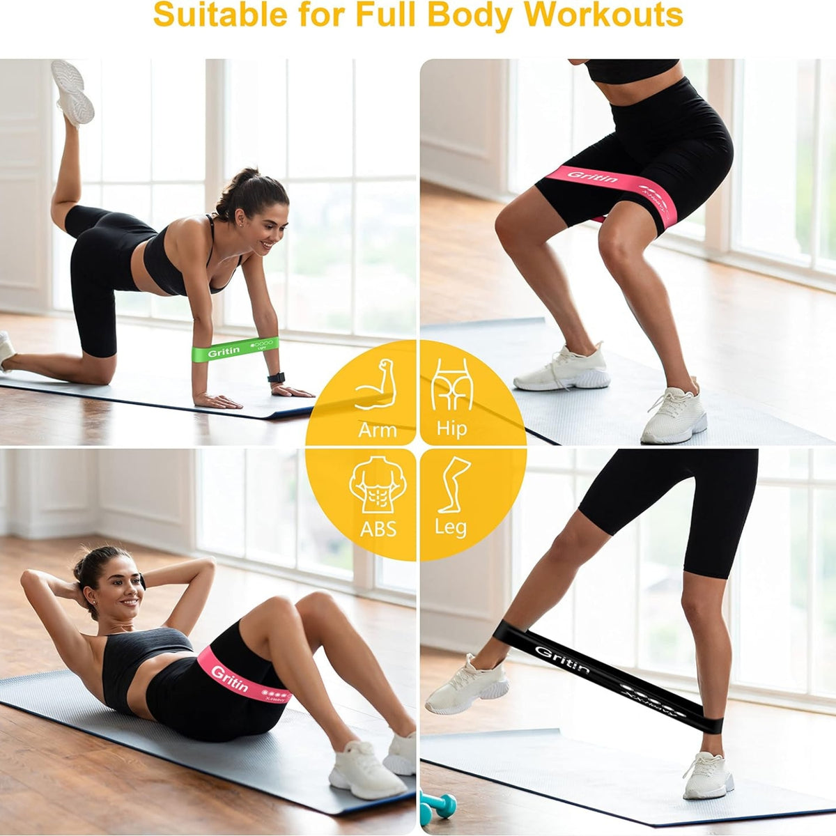 Fitnessbänder Widerstandsbänder 5er Set mit Deutscher Übungsanleitung