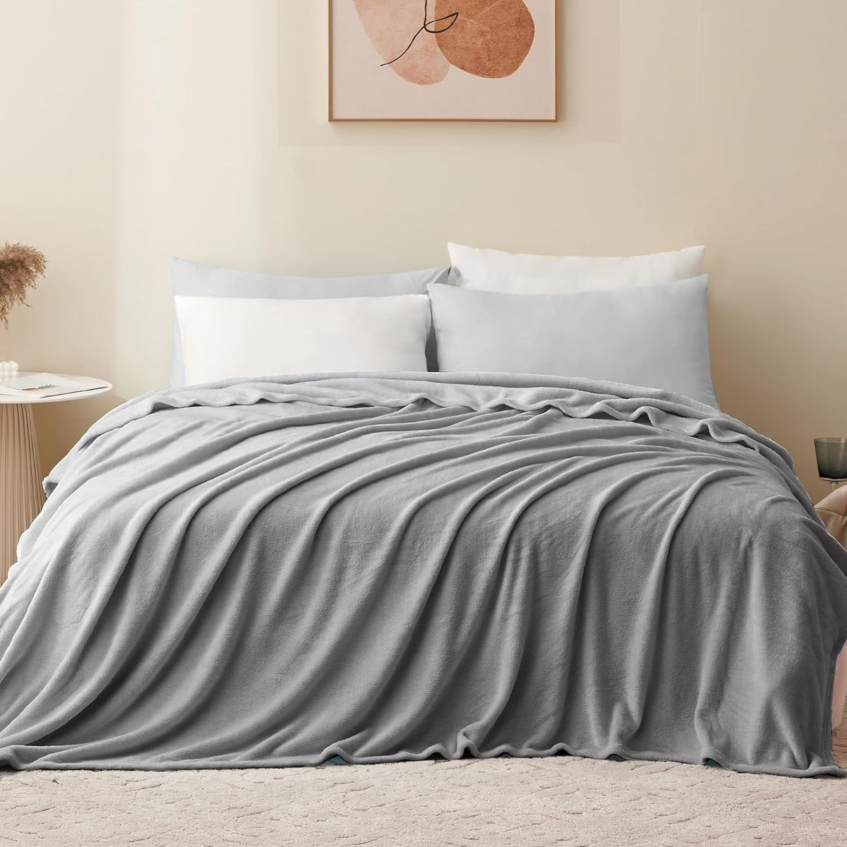 Kuscheldecke flauschig Sofadecke Fleecedecke 230x270 cm Couchdecke Grau