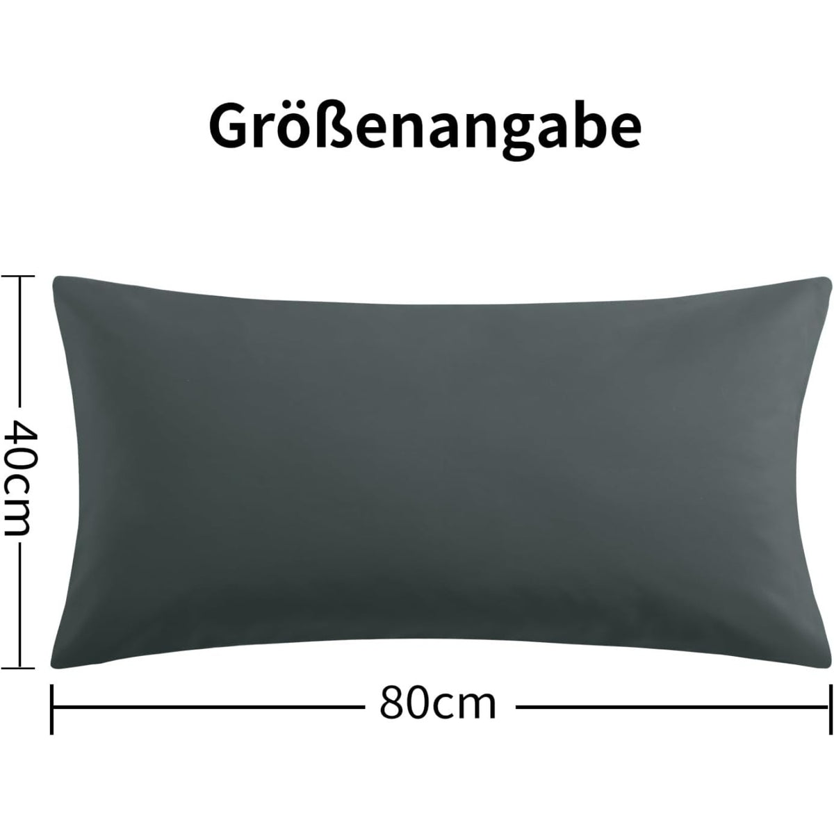 Kissenbezug 40x80 2er Set Grau Kopfkissenbezug Mikrofaser Reißverschluss