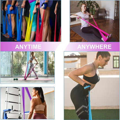 Widerstandsbänder Set 2m 4 Stufen Fitnessbänder für Yoga Pilates Muskelaufbau
