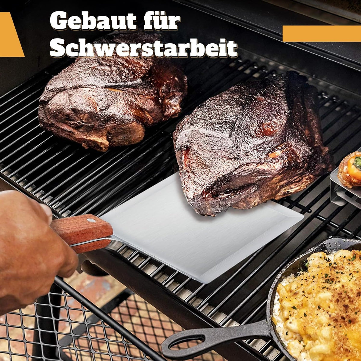 Edelstahl Plancha Set Grillspachtel mit Groß Wender Grillzubehör Männer Geschenk