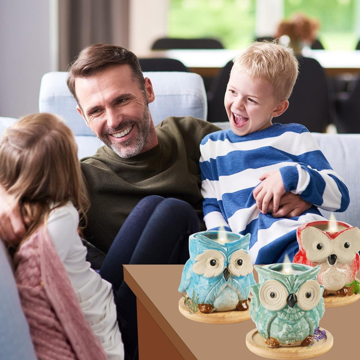 Eule Duftkerzen Geschenkset Geschenke für Frauen Geburtstag 3 Düfte Kerzenset