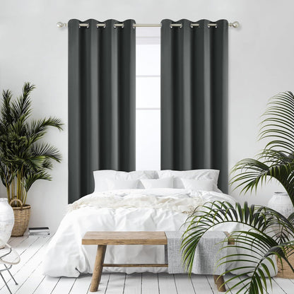 Blickdichte Verdunkelungsvorhänge Dunkelgrau 2er Set 229x168 cm