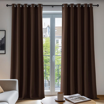 Blickdichte Verdunkelungsvorhänge Dunkelbraun 2er Set 229x229cm