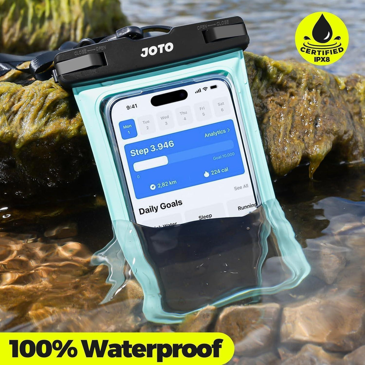 Wasserdichte Handyhülle für Smartphones bis 7 Zoll, Grün