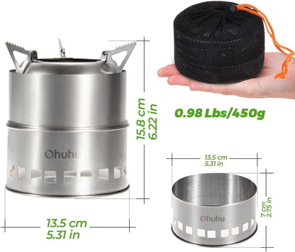 Hobo Kocher Camping Outdoor Ofen Edelstahl Tragetasche BBQ Wandern