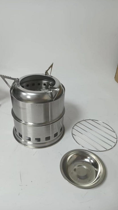 Hobo Kocher Camping Outdoor Ofen Edelstahl Tragetasche BBQ Picknick Wandern