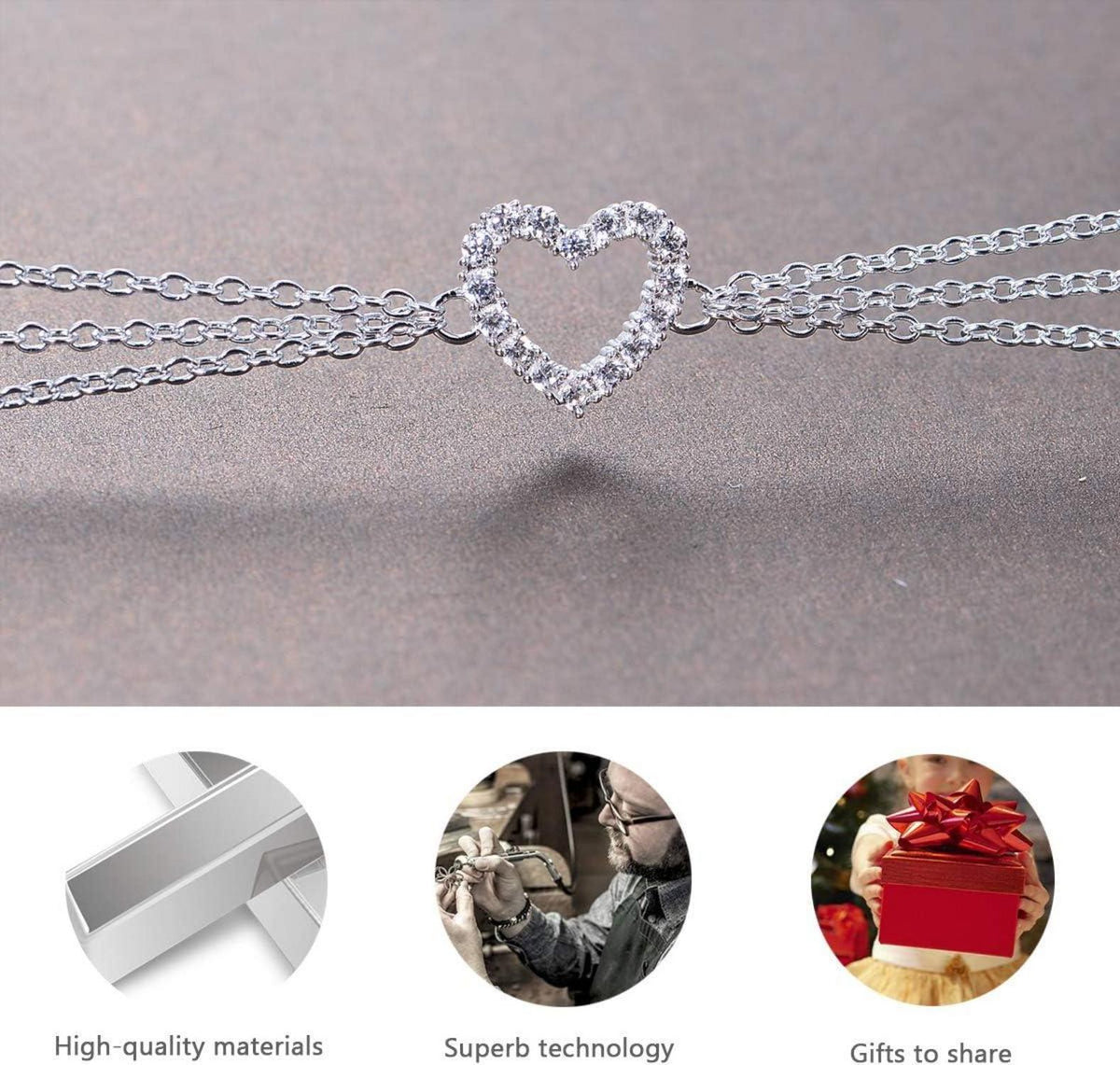 GW Fußkettchen Herz Silber 925 Zirkonia Set Frauen Fußschmuck