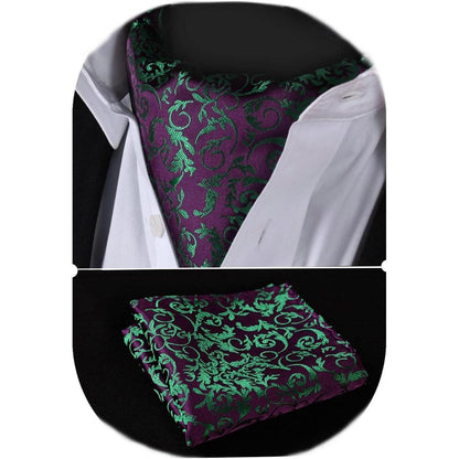 Herren Krawattenschal Set Paisley Grün/Lila
