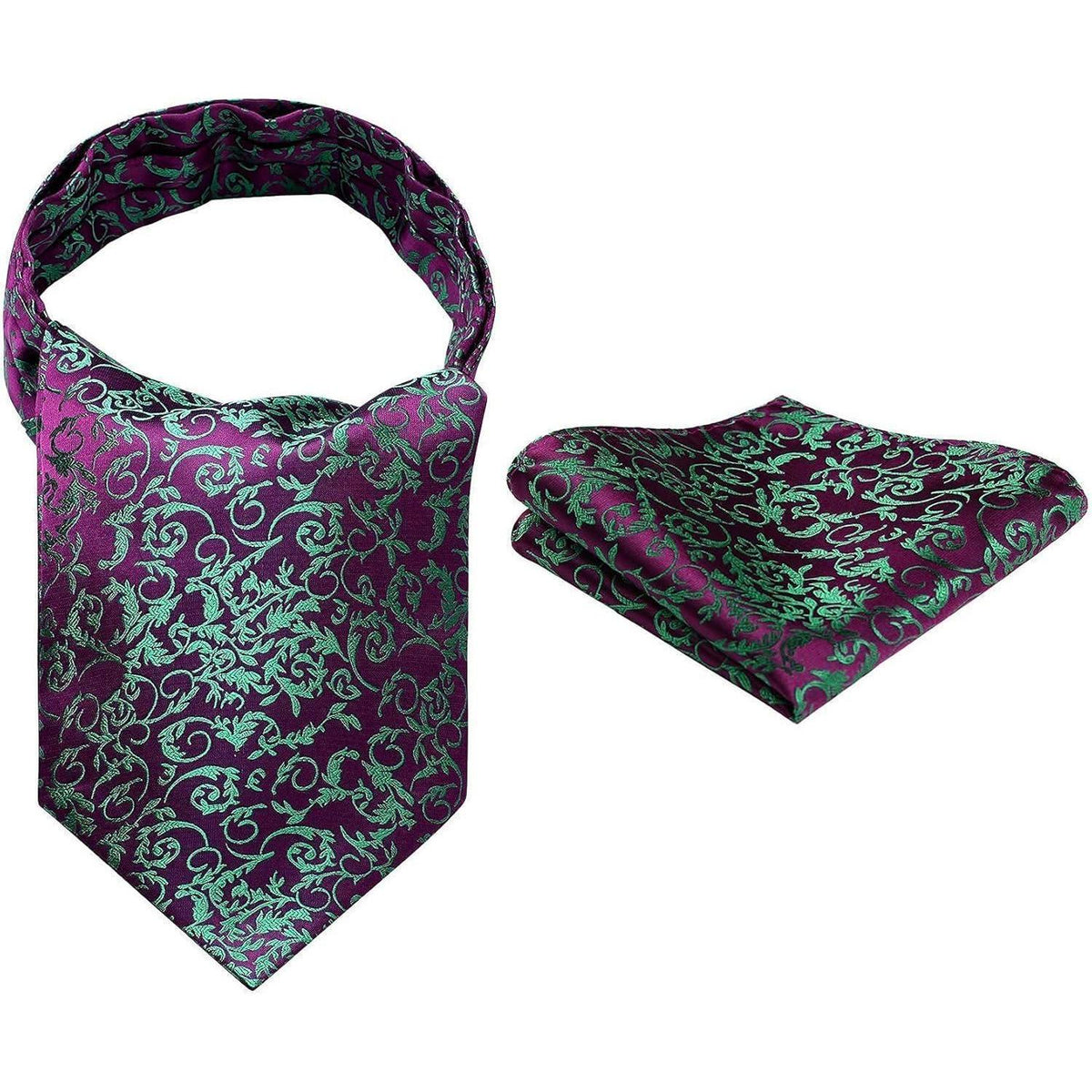 Herren Krawattenschal Set Paisley Grün/Lila