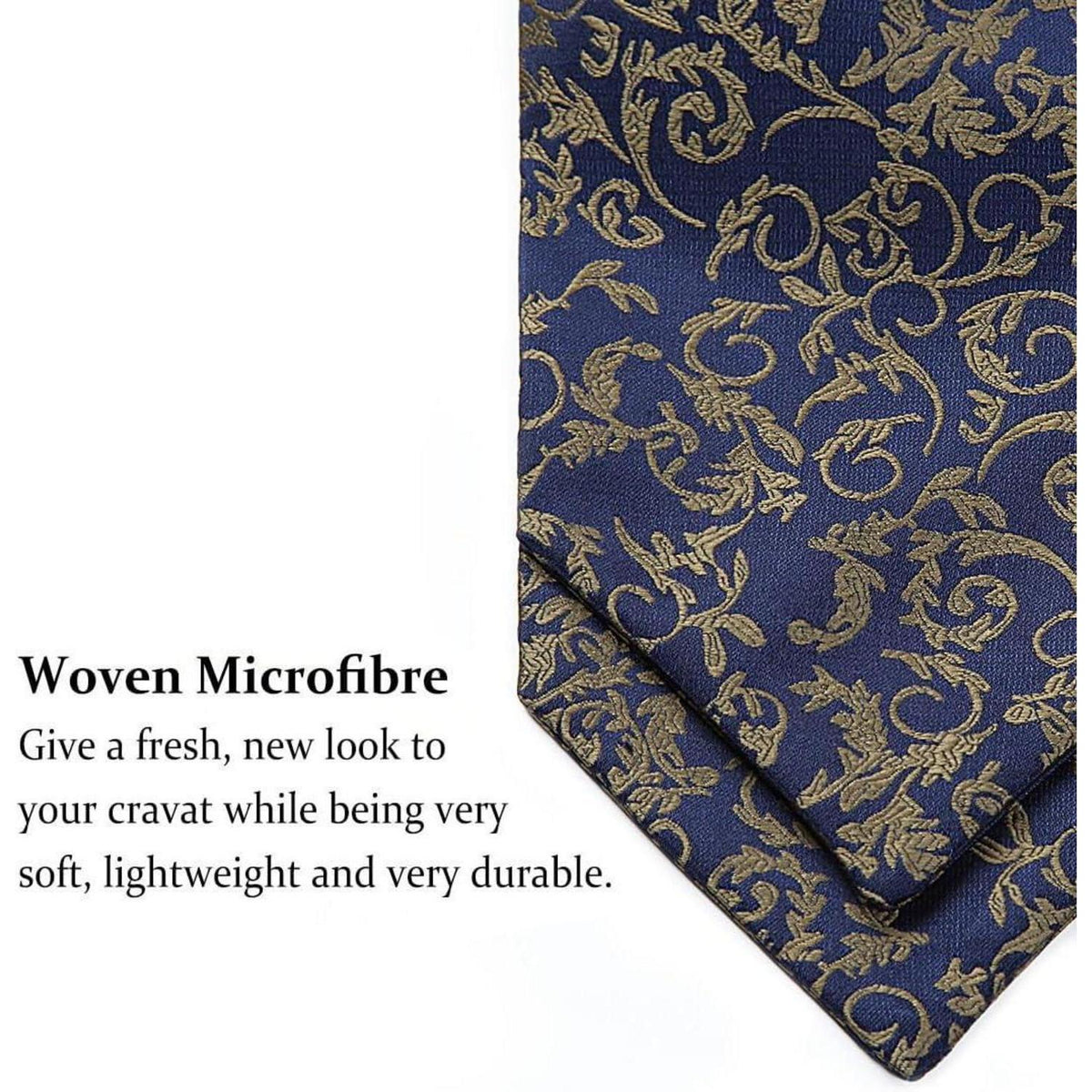 Herren Krawattenschal & Einstecktuch Set Marineblau/Braun Paisley