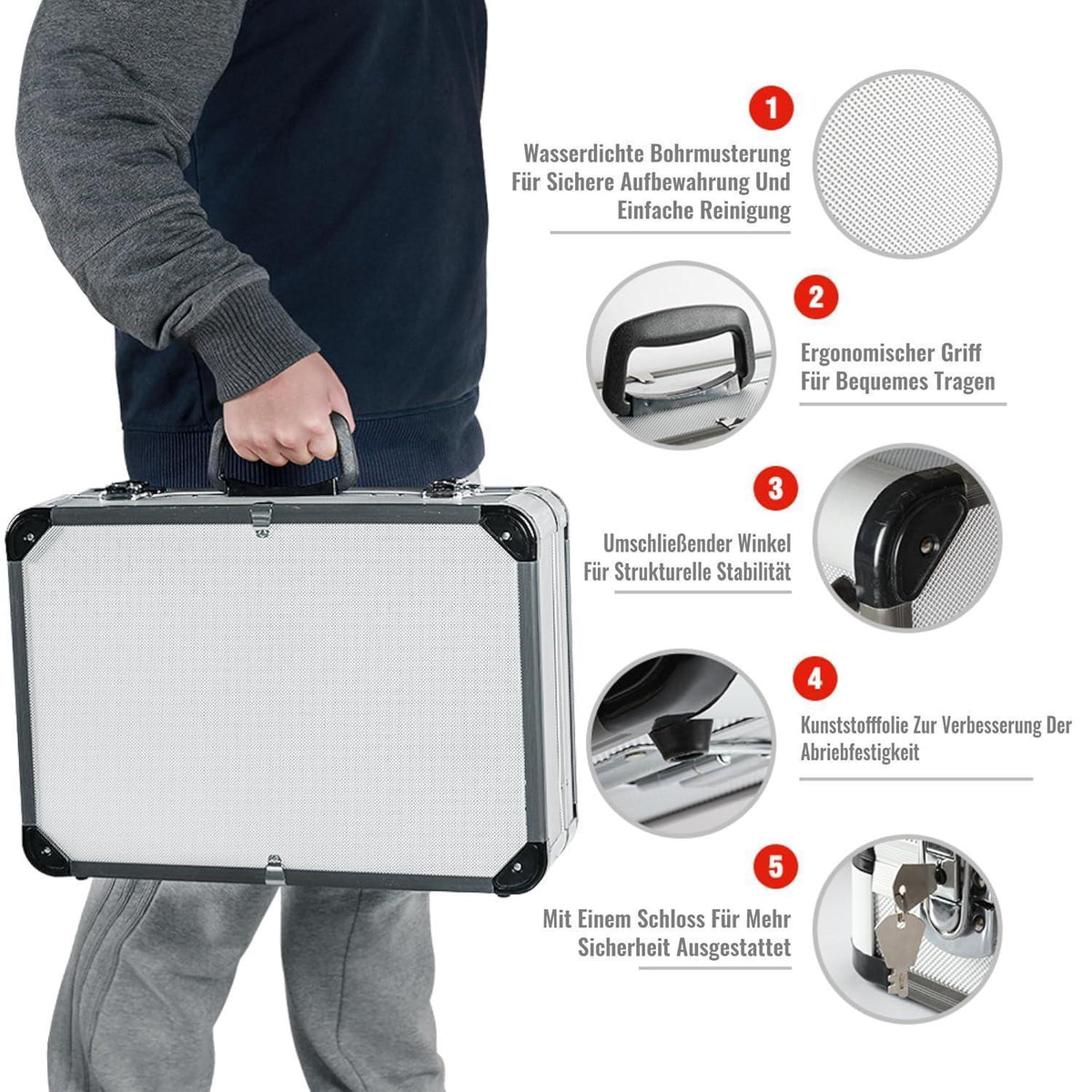 Werkzeugkoffer 119-teilig Aluminium Haushalt & Handwerk