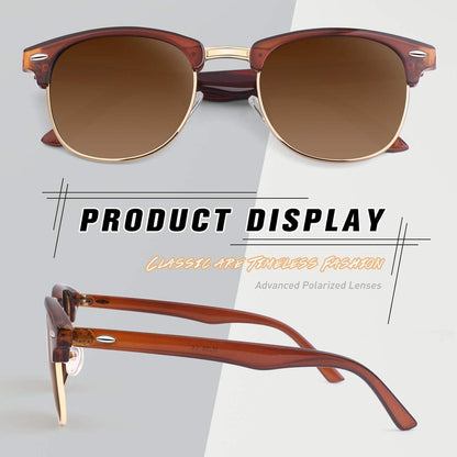 Polarisierte Retro Sonnenbrille UV400 Schutz Halbrahmen Vintage