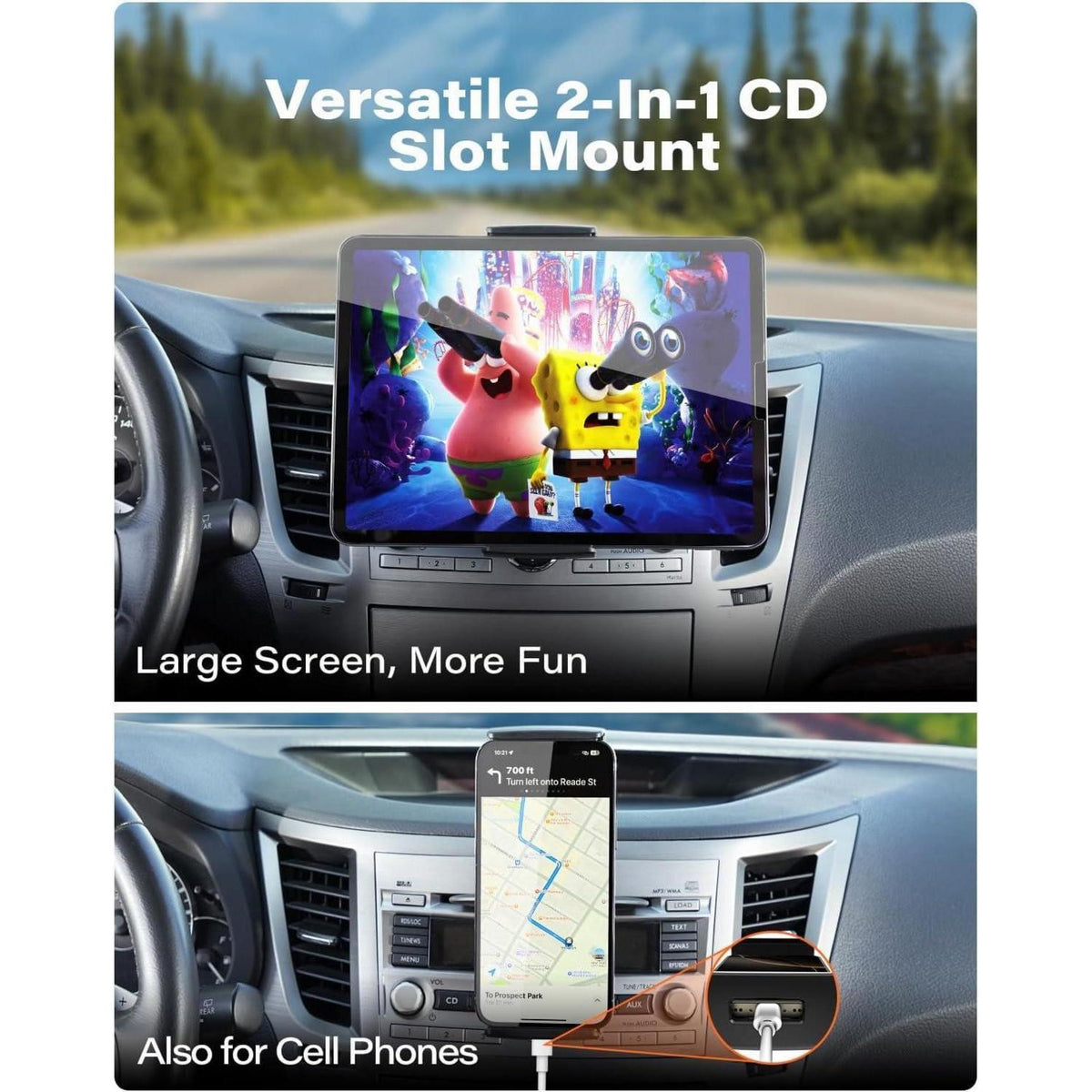 2-in-1 CD-Tablet-Halterung Auto für 7-12,4 Zoll Tablet