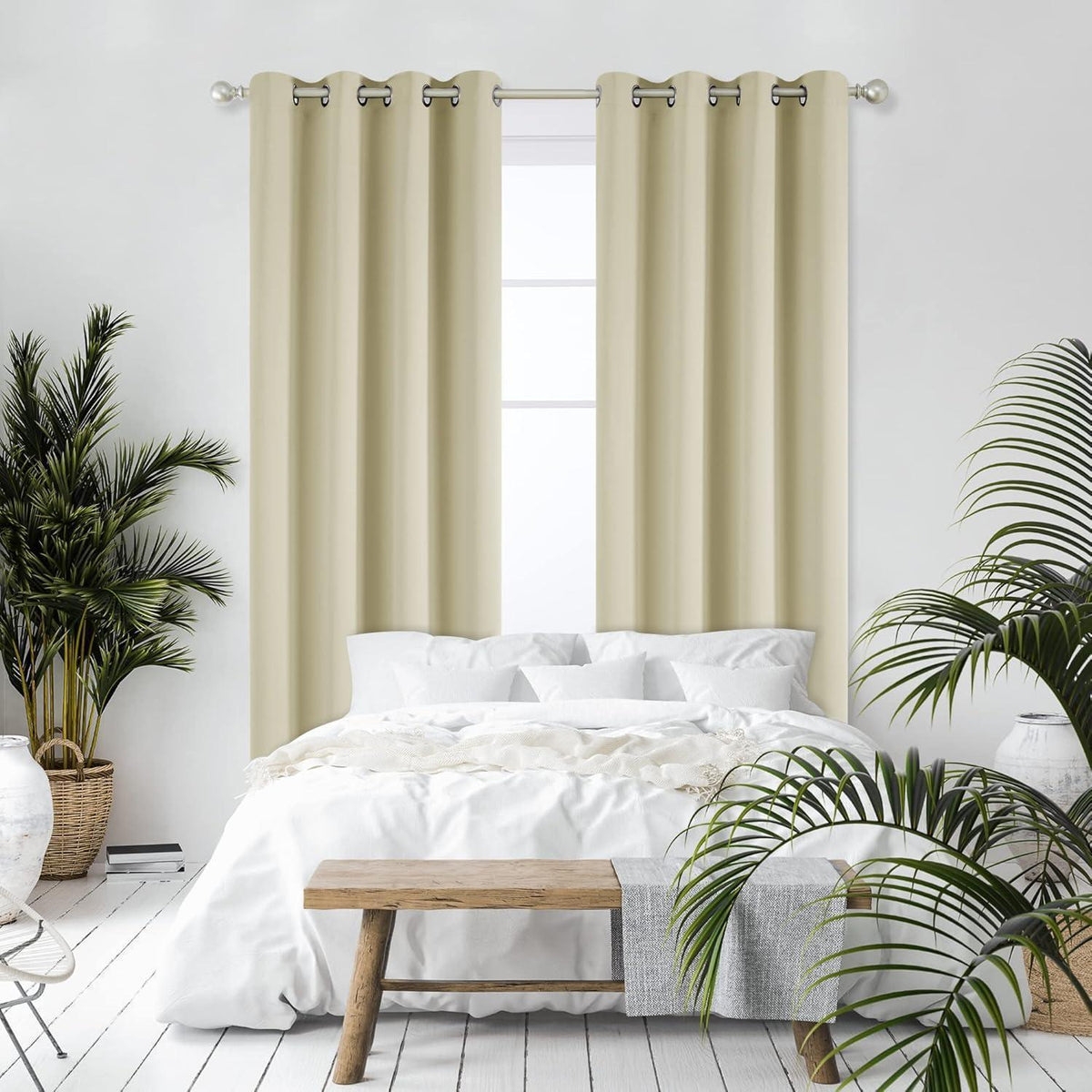 Verdunkelungsvorhang 2er Set Beige – Thermogardine, 240x135cm