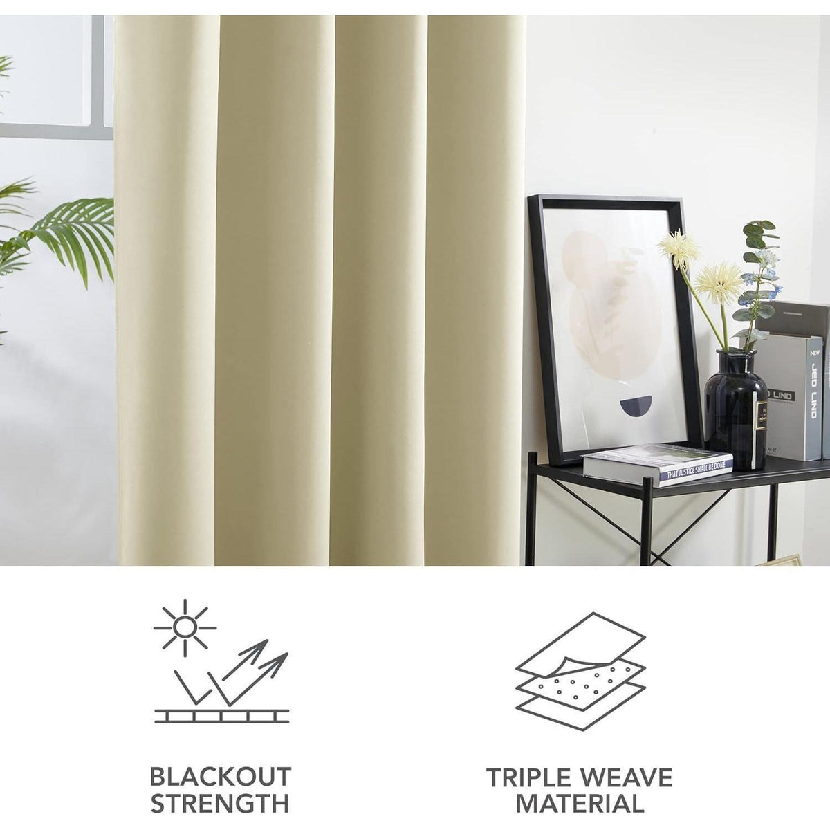 Verdunkelungsvorhang 2er Set Beige – Thermogardine, 240x135cm
