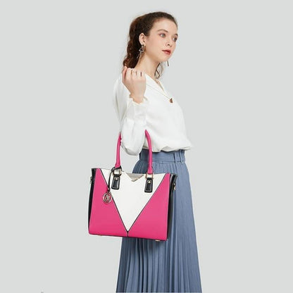 Miss Lulu Damen Handtasche Schultertasche Shopper V-Design