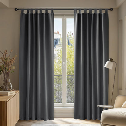 Verdunklungsvorhänge Dunkelgrau 2er Set, 175x140 cm mit Schlaufen