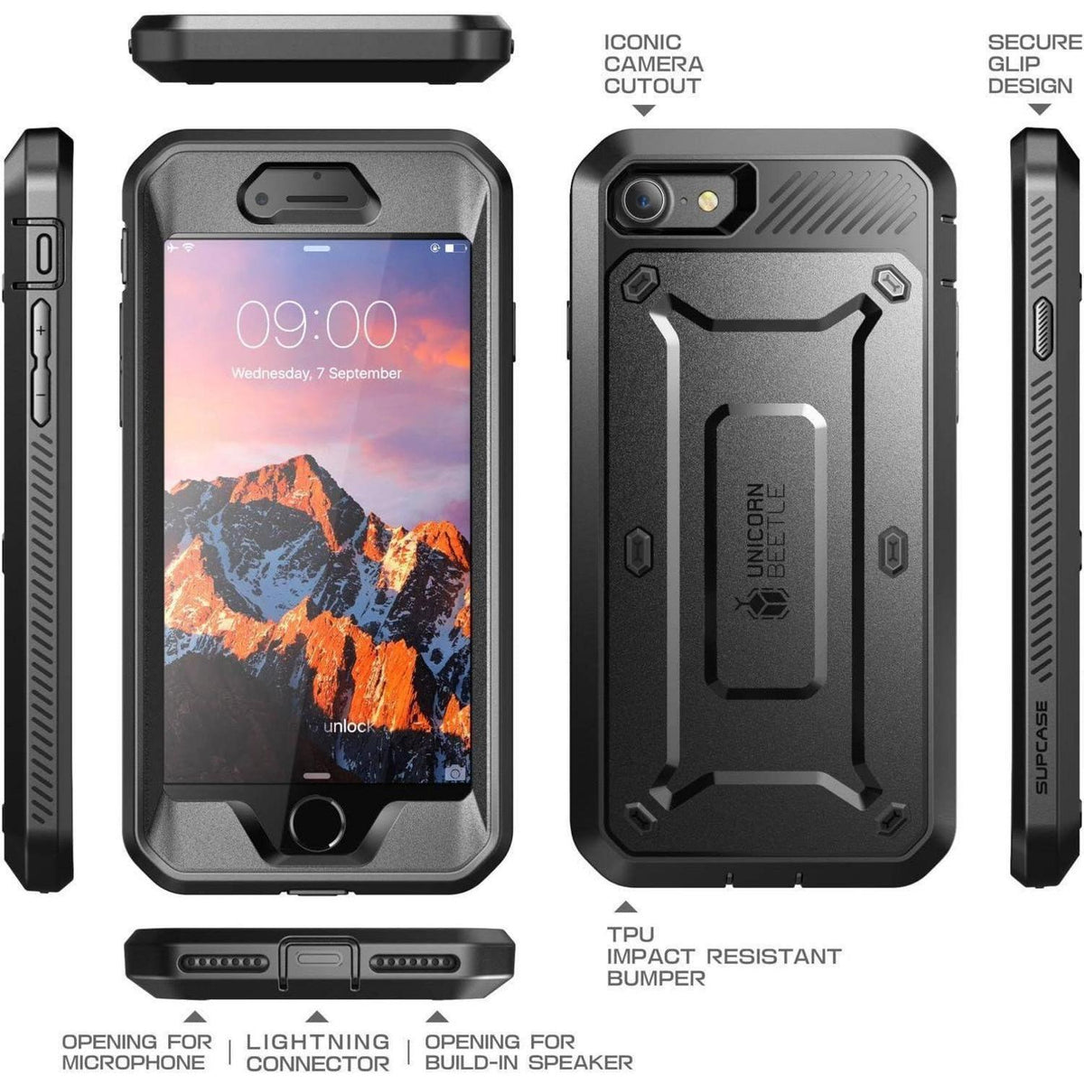 iPhone SE 2022/2020, 7, 8 Hülle mit Gürtelclip & Displayschutz