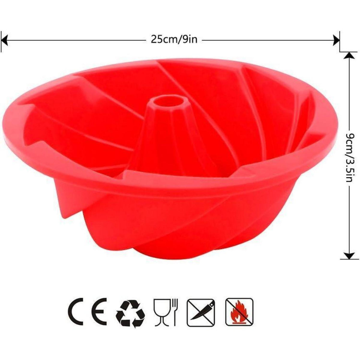 Silikon Gugelhupfform 9 Zoll – Rose Rot, Antihaft Backform